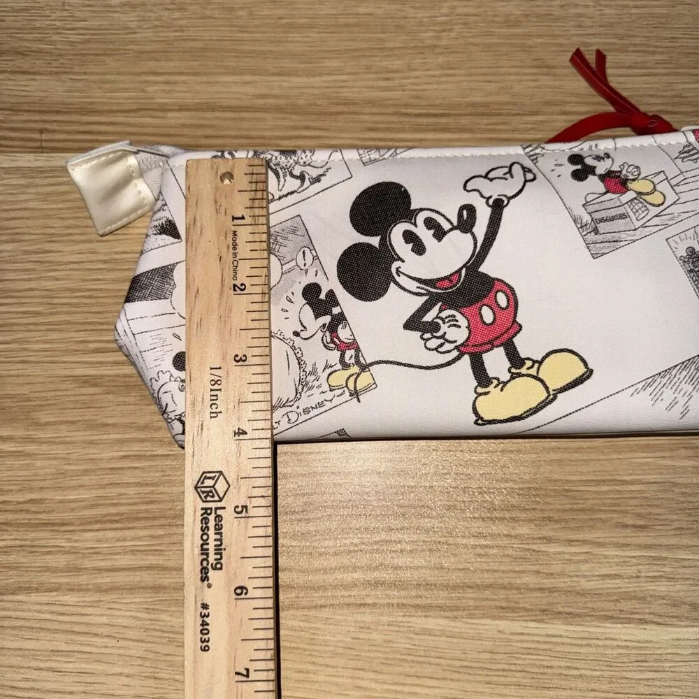 Disney Mickey Mouse Comic Strip Zipper Pouch Makeup Bag Hallmark Faux Leather